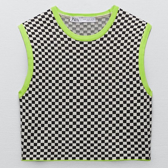 Zara Check Knit Crop Top ASO Emily in Paris - Picture 8 of 8